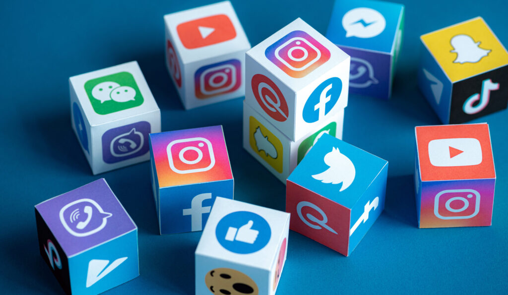 Social Media Apps Logotypes Printed on a Cubes